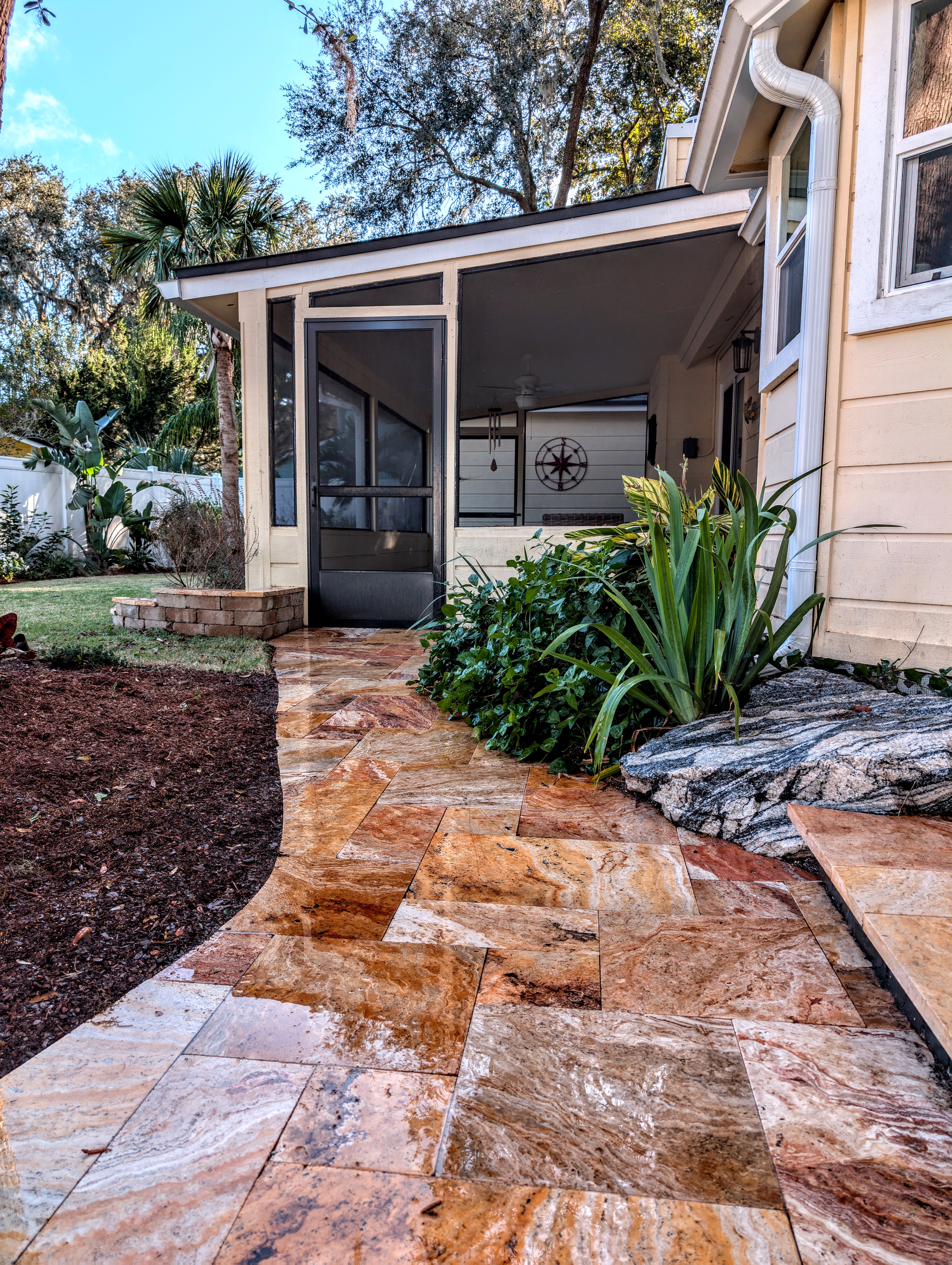 Natural stone garden path design in Fernandina Beach
